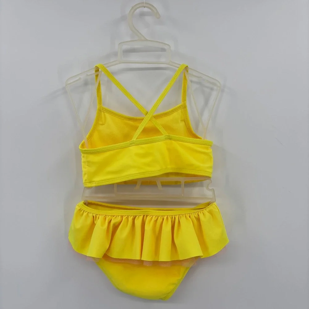 Cat & Jack Butterfly Swimsuit Kids 5T Yellow Ruffle Two Piece Bikini Summer Pool